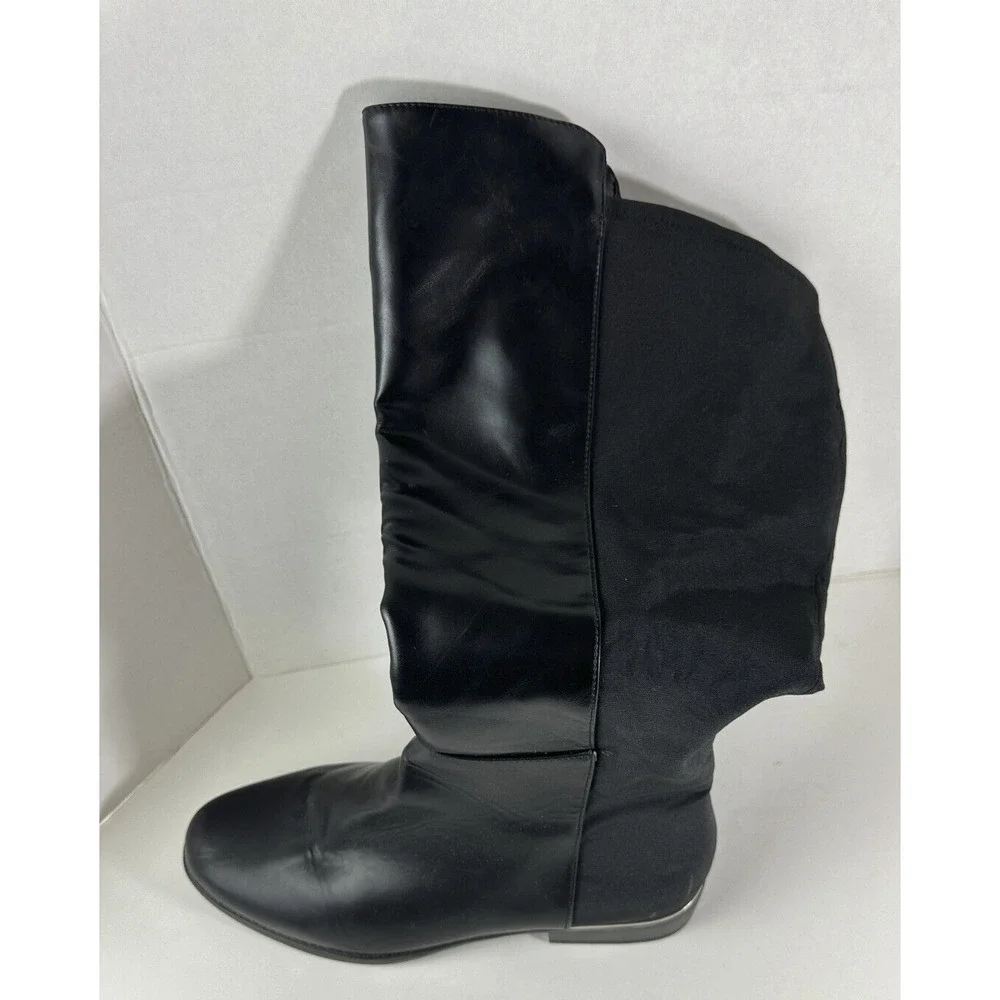 Lane Bryant Smooth 50/50 Silver Rand Boots Black Tall Riding Boot 11W 11 Wide - Picture 6 of 13